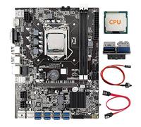 AMIUHOUN Carte mère B75 8 cartes minières + processeur + adaptateur USB 3.0 19 broches + câble /commutateur 8 ports USB 3.0 (PCIE) GPU Slot LGA1155 DDR3 SATA3.0