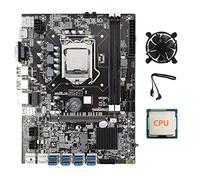 AMIUHOUN Carte mère B75 8 USB GPU BTC + CPU aléatoire + ventilateur de refroidissement + câble 8XPCIE vers USB3.0 LGA1155 DDR3 Slot MSATA ETH