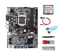 AMIUHOUN Carte mère B75 8USB BTC Mining + CPU aléatoire + pilote USB 64 G + câble + câble de commutation + graisse thermique + déflecteur pour ETH