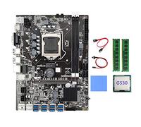 AMIUHOUN Carte mère B75 BTC 8 x USB + processeur G530 + 2 x DDR3 4G 1600 MHz RAM + câble + câble de commutation + tampon thermique B75 USB