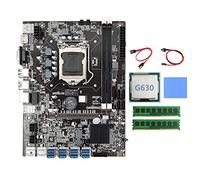AMIUHOUN Carte mère B75 BTC 8 x USB + processeur G630 + 2 x DDR3 8 G 1600 MHz RAM + câble + câble de commutation + tampon thermique B75 USB