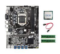 AMIUHOUN Carte mère B75 BTC Mining 8 x USB + G630 CPU + 2 x DDR3 4 Go de RAM + câble LGA1155 B75 USB
