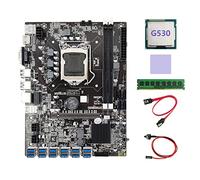 AMIUHOUN Carte mère B75 BTC pour minage 12 x USB + processeur G530 + DDR3 4 Go 1333 MHz RAM + câble + câble de commutation + tampon thermique B75 USB