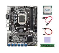 AMIUHOUN Carte mère B75 BTC pour minage 12 x USB + processeur G630 + DDR3 4 Go 1600 MHz RAM + câble + câble de commutation + bloc thermique B75 USB