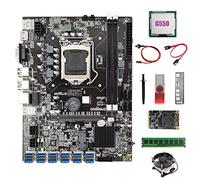 AMIUHOUN Carte mère B75 ETH 12 USB + processeur G550 + DDR4 4 Go de RAM + SSD 128 Go + pilote USB 64 Go + ventilateur + câble + câble de commutation + graisse thermique