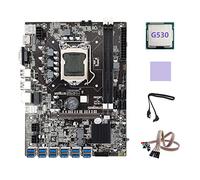 AMIUHOUN Carte mère B75 ETH Mining 12 x USB + G530 CPU + câble SATA + câble interrupteur + tampon thermique B75 USB BTC Carte mère minière