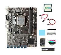 AMIUHOUN Carte mère ETH B250C 12 USB + processeur G39XX + SSD 128 Go + DDR4 8 Go de RAM + ventilateur + câble + câble de commutation + graisse thermique + déflecteur