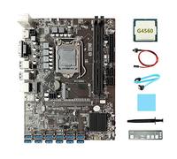 AMIUHOUN Carte mère ETH B250C + processeur G4560 + déflecteur + câble + câble de commutation + graisse thermique + tampon thermique LGA1151 12 ports USB pour GPU