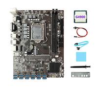 AMIUHOUN Carte mère ETH B250C + processeur G4900 + déflecteur + câble + câble de commutation + graisse thermique + tampon thermique LGA1151 12 ports USB pour GPU