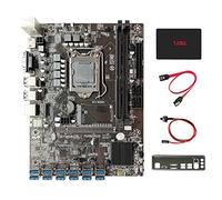 AMIUHOUN Carte mère minière + SSD 128 Go + câble de commutation + câble + lunette 12 x USB 3.0 vers PCIE 1X LGA1151 DDR4 carte mère ETH