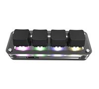 AMIUHOUN Clavier de programmation macro personnalisé RVB 4 touches filaire copier-coller mini bouton clavier de clavier mécanique Hotswap Macropad, noir