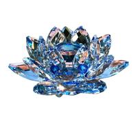 AMIUHOUN E Crystal Lotus Flower Figurine Decor Valentine Mariage Décor Fleur de Lotus Décor Verre Craft Collection Presse-papier Ornements de table Souvenir Cadeau