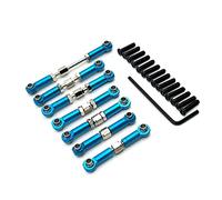 AMIUHOUN Ensemble de biellettes de biellette de Direction et arrière en métal pour 104072 1/10 RC Car Upgrades Parts Accessoires, Bleu