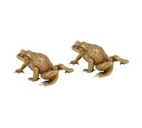 AMIUHOUN Feng Shui Cuivre Argent de Poche Laiton Crapaud Figurine Pièce de monnaie chinoise Métal Cadeau 2pcs