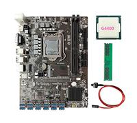 AMIUHOUN La carte mère B250C 12P est adaptée pour LGA1151 12 USB3.0 PCIE GPU Slot+G4400 CPU+DDR4 4G 2666MHZ Memory+Switch Cable