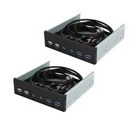 AMIUHOUN Lot de 2 boîtiers PC de Bureau 5,25" - Plaque Interne - Hub USB 2 Ports USB 3.0 et 2 Ports USB 2.0