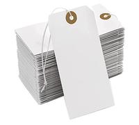 AMIUHOUN Lot de 200 étiquettes en papier avec trou de renfort avec attachée, avec corde élastique attachée