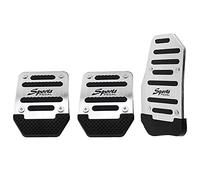 AMIUHOUN Lot de 3 repose-pieds antidérapants en alliage d'aluminium pour voiture, pédale d'accélérateur manuelle, couvre-pédale de frein, accessoires universels, argent