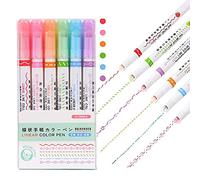 AMIUHOUN Lot de 6 surligneurs courbes avec 6 stylos à courbes différentes, stylos à courbes colorées, surligneurs, différentes couleurs