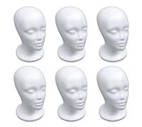AMIUHOUN Lot de 6 têtes de mannequin en mousse pour femme - Blanc