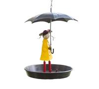 AMIUHOUN Mangeoire à oiseaux pour filles avec parapluie pour oiseaux de jardin antique 1 pièce