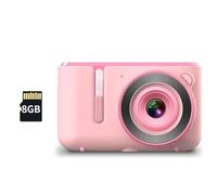 AMIUHOUN Mini caméra double selfie vidéo HD 720p, charge USB, écran couleur comme cadeau pour les enfants, rose