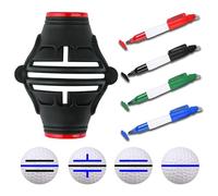 AMIUHOUN Pochoir de marqueur de balle de golf avec 4 marqueurs de couleur, 360°/180° triple ligne de marqueurs de balle de golf, kit de dessin de doublure de balle de golf
