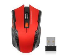 AMIUHOUN Souris optique sans 2,4 GHz avec récepteur USB 1600 DPI pour ordinateur portable Accessoires Rouge