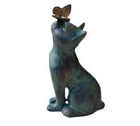 AMIUHOUN Statue de Jardin curiosité de Chat et de Papillon - Décoration de Jardin - Sculpture de Chat - Figurines d'animaux -