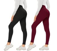 AMIYOYO Lot de 2 Leggings pour Femme Taille Haute Opaques élastiques pour Le Ventre, Le Yoga, Le Fitness, l'extérieur et Les Loisirs