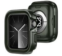 Amizee 2 en 1 Métal Coque Compatible avec Apple Watch SE 3/2/1 Série 6/5/4 44mm, Couverture Complète Anti-Rayures Housse Coque Protection pour iWatch 44mm, Vert Armée
