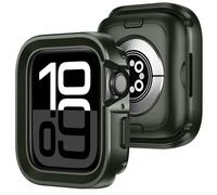 Amizee 2 en 1 Métal Coque Compatible avec Apple Watch Série 11/10 42mm, Couverture Complète Anti-Rayures Housse Coque Protection pour iWatch Série 10 42mm, Vert Armée