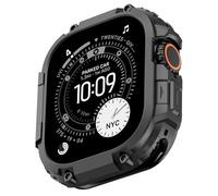 Amizee 2 in 1 Métal Armor Coque avec Apple Watch Ultra 3/2/1 49mm avec Couverture Arrière, Militaire Grade Protection Robuste Protecteur Bumper Coque pour iWatch 49mm, Noir