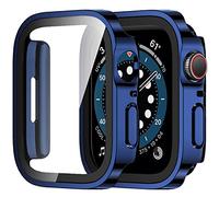 Amizee 2 Pièces Coque Compatible avec Apple Watch SE 3/2/1 Série 6/5/4 40mm avec Protection Écran, Ultra Mince Étui Dur de Anti-Rayures Verre Trempé Écran Coque pour iWatch 40mm (Bleu/Clair)