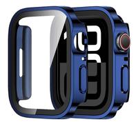 Amizee 2 Pièces Coque Compatible avec Apple Watch Série 11/10 42mm avec Protection Écran, Ultra Mince Étui Dur de Anti-Rayures Verre Trempé Écran Coque pour iWatch 42mm (Bleu/Clair)