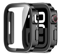 Amizee 2 Pièces Coque Compatible avec Apple Watch Série 11/10 42mm avec Protection Écran, Ultra Mince Étui Dur de Anti-Rayures Verre Trempé Écran Coque pour iWatch 42mm (Noir)