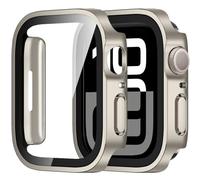 Amizee 2 Pièces Coque Compatible avec Apple Watch Série 11/10 42mm avec Protection Écran, Ultra Mince Étui Dur de Anti-Rayures Verre Trempé Écran Coque pour iWatch 42mm (Starlight)