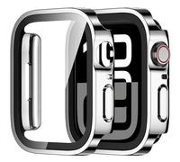 Amizee 2 Pièces Coque Compatible avec Apple Watch Série 11/10 42mm avec Protection Écran, Ultra Mince Étui Dur de Anti-Rayures Verre Trempé Écran Coque pour iWatch 42mm (Argent/Clair)