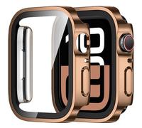 Amizee 2 Pièces Coque Compatible avec Apple Watch Série 11/10 46mm avec Protection Écran, Ultra Mince Étui Dur de Anti-Rayures Verre Trempé Écran Coque pour iWatch 46mm (Or Rose/Clair)