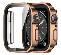Amizee 2 Pièces Coque Compatible avec Apple Watch Série 9/8 Série 7 41mm avec Protection Écran, Ultra Mince Étui Dur de Anti-Rayures Verre Trempé Écran Coque pour iWatch 41mm (Or Rose/Transparent)