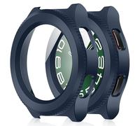 Amizee 2 Pièces Coque Compatible avec Samsung Galaxy Watch 6 43mm avec Protection Écran, Ultra Mince Étui Dur de Anti-Rayures Verre Trempé Écran Coque pour Galaxy Watch 6 (Bleu/Clair)