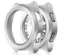 Amizee 2 Pièces Coque Compatible avec Samsung Galaxy Watch 6 43mm avec Protection Écran, Ultra Mince Étui Dur de Anti-Rayures Verre Trempé Écran Coque pour Galaxy Watch 6 (Argent/Clair)