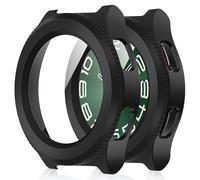 Amizee 2 Pièces Coque Compatible avec Samsung Galaxy Watch 6 47mm avec Protection Écran, Ultra Mince Étui Dur de Anti-Rayures Verre Trempé Écran Coque pour Galaxy Watch 6 (Noir/Clair)