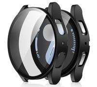 Amizee 2 Pièces Coque Compatible avec Samsung Galaxy Watch 7 40mm avec Protection Écran, Ultra Mince Étui Dur de Anti-Rayures Verre Trempé Écran Coque pour Galaxy Watch 7 (Noir/Clair)