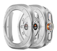 Amizee 2 Pièces Coque Compatible avec Samsung Galaxy Watch Ultra (2025/2024) 47mm avec Protection Écran, Ultra Mince Dur de Anti-Rayures Verre Trempé Écran Coque pour Galaxy Watch (Argent/Clair)