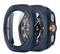 Amizee 2 Pièces Coque Compatible avec Samsung Galaxy Watch Ultra (2025/2024) 47mm avec Protection Écran, Ultra Mince Dur de Anti-Rayures Verre Trempé Écran Coque pour Galaxy Watch (Bleu/Clair)