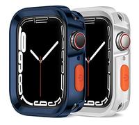 Amizee 2 Pièces Robuste Coque Compatible avec Apple Watch Coque Série 9 8 7 41mm Série 6 SE 5 4 40mm, Souple TPU Étui de Protection Antichoc Bumper Cover Compatible avec iWatch 40mm 41mm (Bleu/Clair)