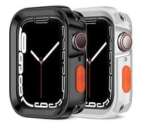 Amizee 2 Pièces Robuste Coque Compatible avec Apple Watch Coque Série 9 8 7 41mm Série 6 SE 5 4 40mm, Souple TPU Étui de Protection Antichoc Bumper Cover Compatible avec iWatch 40mm 41mm (Noir/Clair)