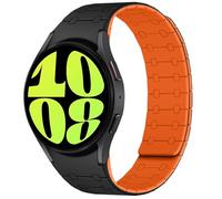 Amizee Compatible avec Bracelet Samsung Galaxy Watch 7/6/5/4/FE 40mm 44mm/Watch6 Classic 43mm 47mm/Watch5 Pro 45mm/Watch4 Classic, 20mm Bracelet Silicone Magnétique pour Hommes, Noir/Orange