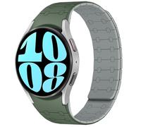 Amizee Compatible avec Bracelet Samsung Galaxy Watch 7/6/5/4/FE 40mm 44mm/Watch6 Classic 43mm 47mm/Watch5 Pro 45mm/Watch4 Classic, 20mm Bracelet Silicone Magnétique pour Hommes, Vert/Gris Moyen